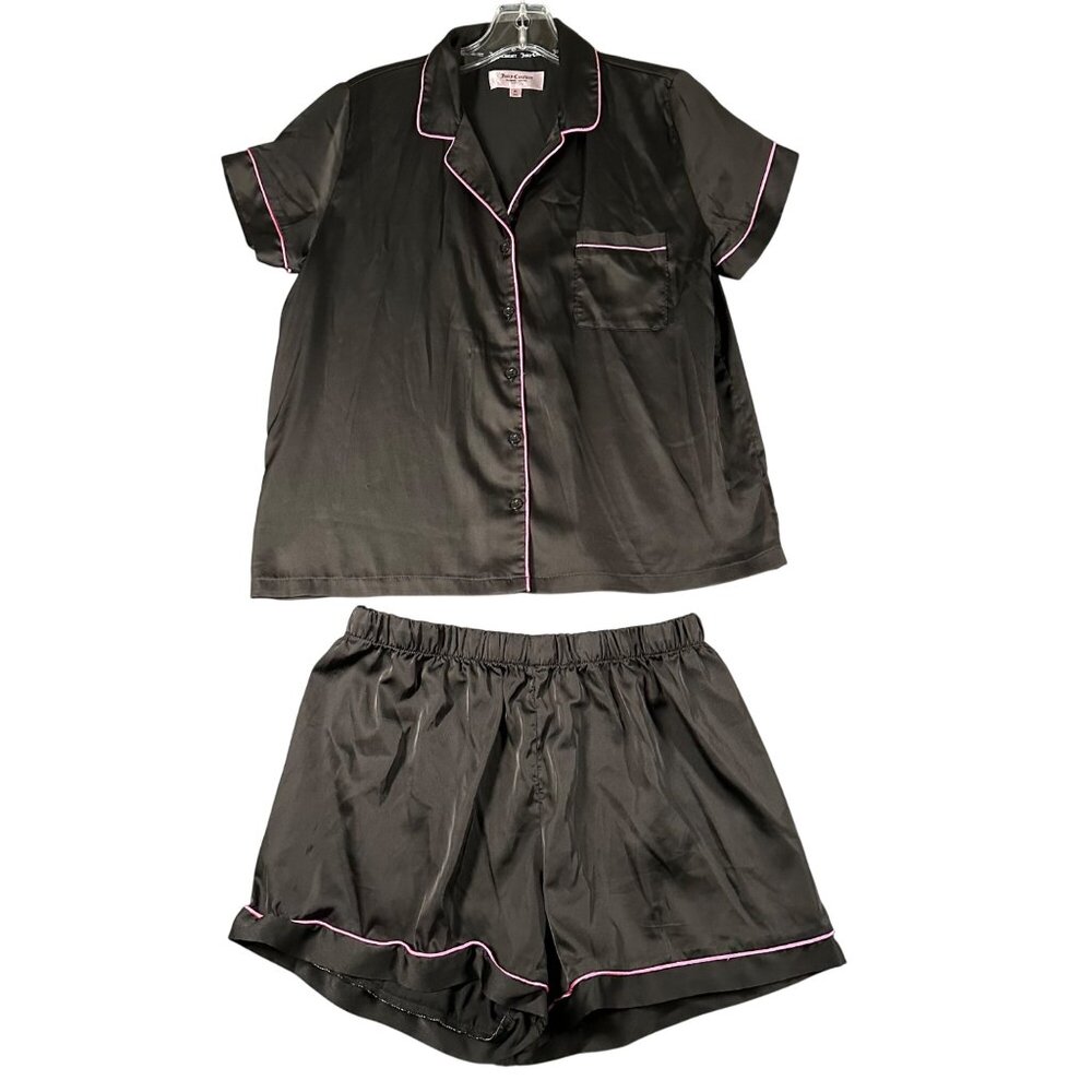 Juicy‎ Couture Medium Black 2 Piece Sleepwear Pajama Set Short Sleeve Shorts